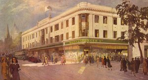 Ein Steingebäude, das eine Inselstelle im Zentrum von Nottingham bedeckt, eines der 237 Geschäfte? von English School